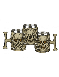 Resin mug three skulls, in aluminum and resin