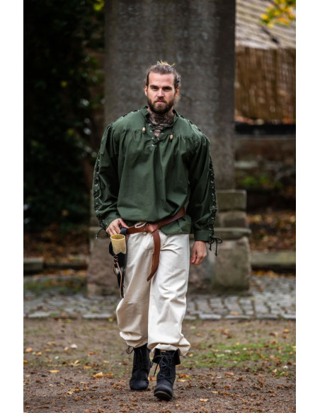 Medieval shirt Adrian with laces, green
