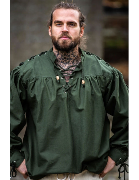 Medieval shirt Adrian with laces, green