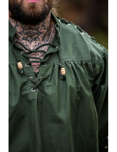 Medieval shirt Adrian with laces, green
