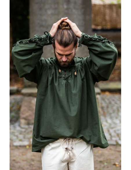 Medieval shirt Adrian with laces, green
