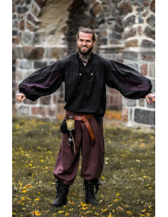 Medieval shirt Landsquenet model Albert, black-brown 2