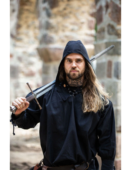 Cotton peasant crepe, black color