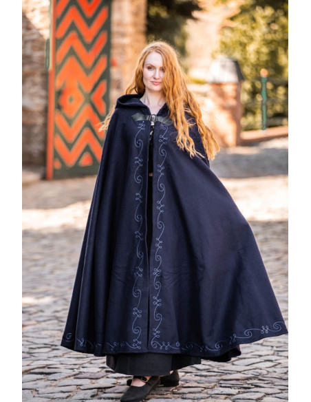 Medieval Cape blue hooded cloak, Gesa...