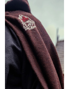 Alpha Viking cloak with wolf embroidery, brown 2
