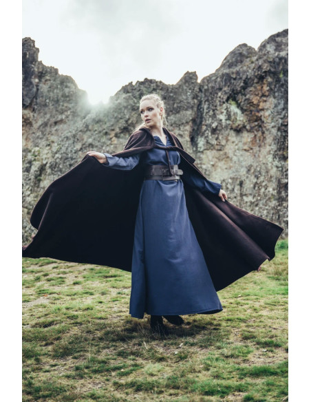 Brown medieval wool cape with hand...