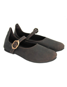 Brown medieval shoes for ladies, Rieke 2