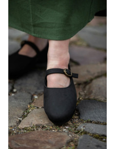 Black medieval shoes for ladies, Rieke 2