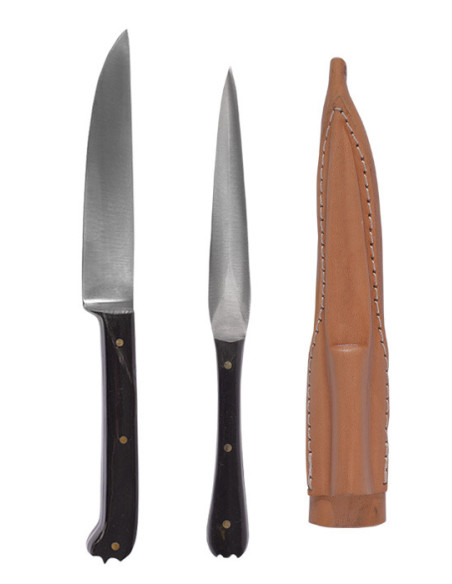 Set 2 medieval cutlery with leather...