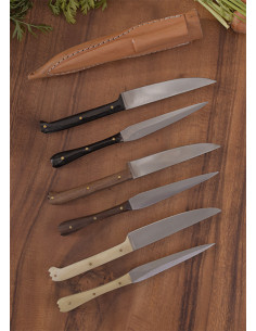 Set 2 medieval cutlery with leather cover - horn horn handle 2