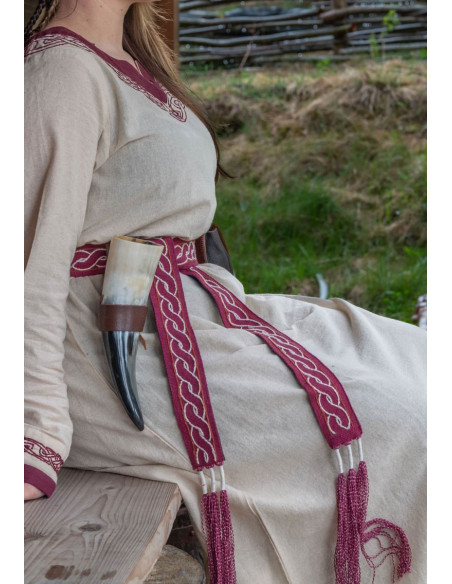 Viking belt model Elina, red cotton