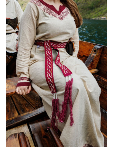 Viking belt model Elina, red cotton