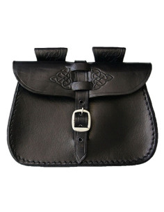 Black leather bag with Celtic design
