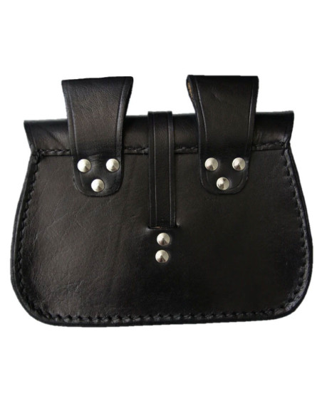 Black leather bag with Celtic design