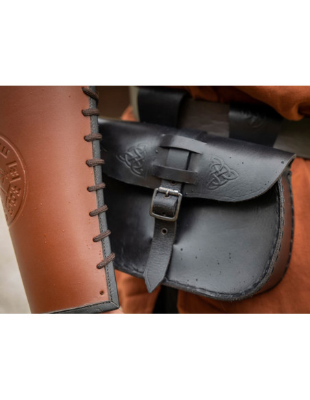 Black leather bag with Celtic design