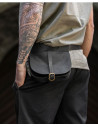 Medieval black leather bag Udo model