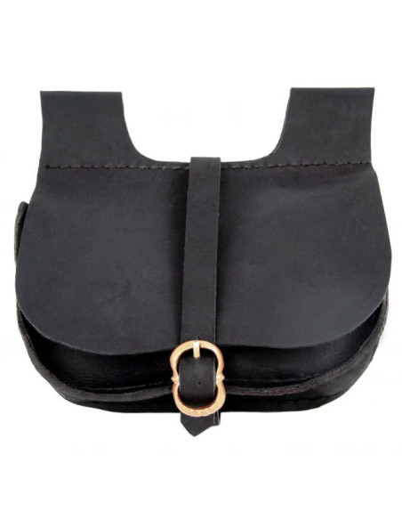 Medieval black leather bag Udo model