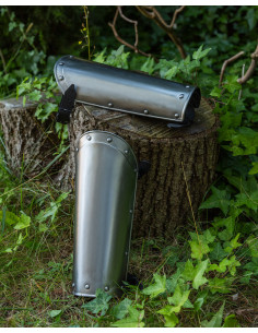 Balthasar medieval greaves, polished steel