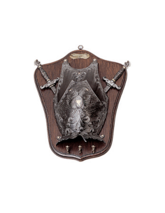 Medieval panoply, keychain type, with 2 swords and shield...