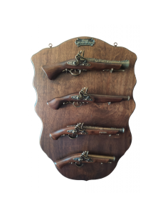 Panoply 4 flintlock pistols with table (73x50 cm.)