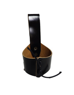 Shiny black leather baldric for horn 300 ml.