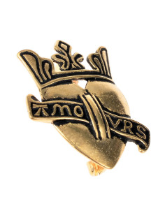Pilgrim Heart with Crown bronze brooch