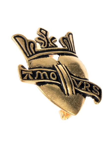 Pilgrim Heart with Crown bronze brooch