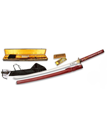 Carbon steel Katana + cover + box + 2 tsubas + cleaning kit