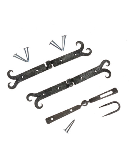 Set of 2 medieval hinges with forged... Set of 2 medieval hinges with forged...