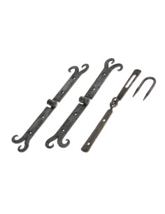 Set of 2 medieval hinges with forged latch 2