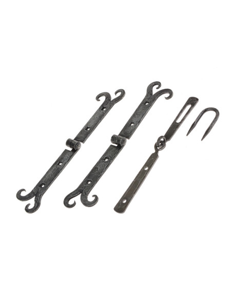 Set of 2 medieval hinges with forged... Set of 2 medieval hinges with forged...