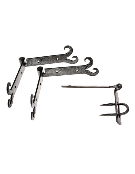 Set of 2 medieval hinges with forged... Set of 2 medieval hinges with forged...