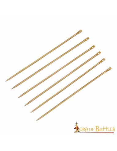 Set of 6 medieval needles in solid brass (5.9 cm.)