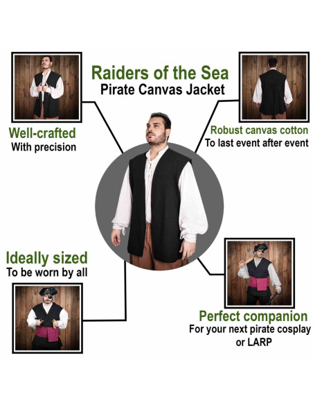 Sea Hunters Pirate Vest - Black