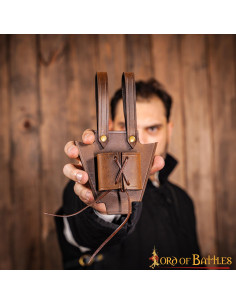 Brown medieval baldric to hang sword (13x13.5 cm.) 2