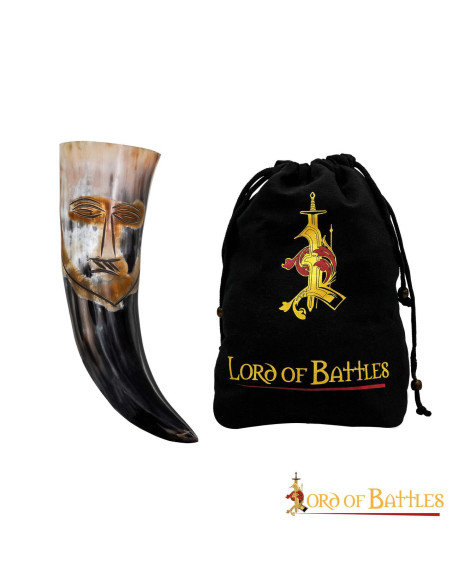 Medieval tribal face horn to drink...