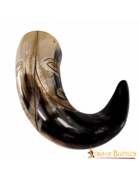 Medieval tribal face horn to drink...