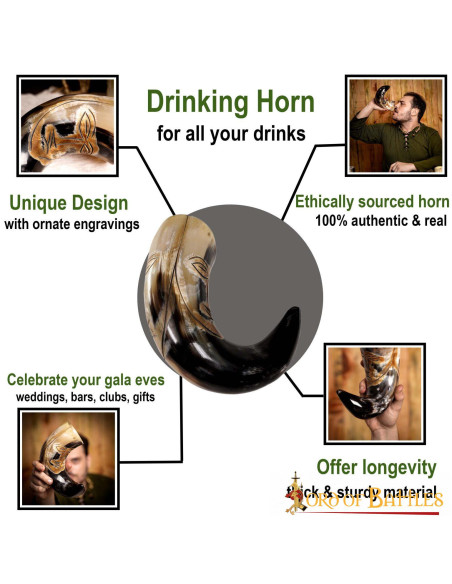 Medieval tribal face horn to drink...