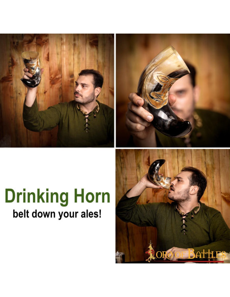 Medieval tribal face horn to drink...