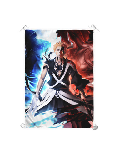 Banner-Flag of Ichigo Kurosaki, Bleach (100 x 70 cm.)
 Material-Satin