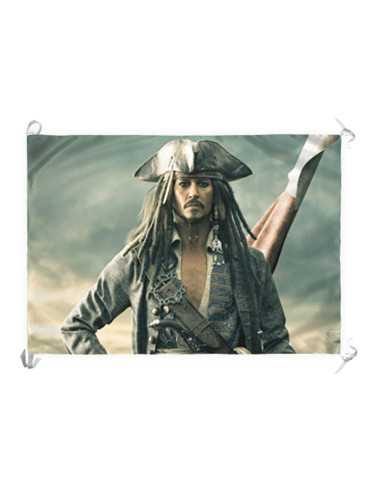 Banner-Pirate Flag Jack Sparrow in Pirates of the Caribbean (100 x 70 cm.)
 Material-Satin