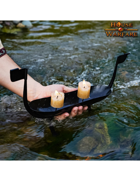 Viking ship wrought iron candle...