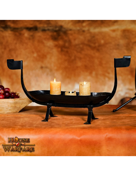 Viking ship wrought iron candle...
