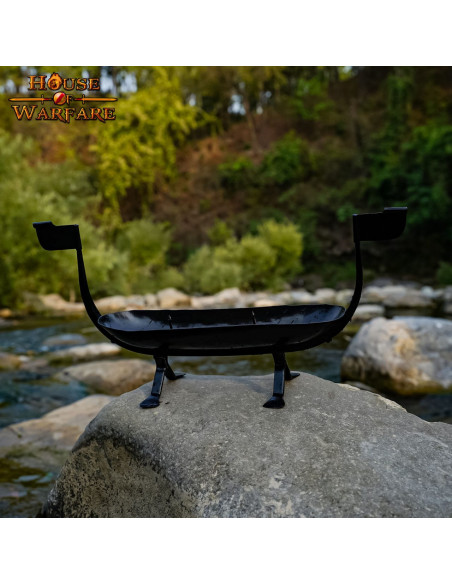 Viking ship wrought iron candle...