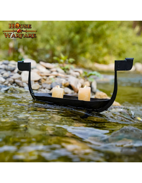 Viking ship wrought iron candle...