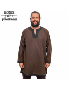 Nordic and medieval classic tunic in brown cotton