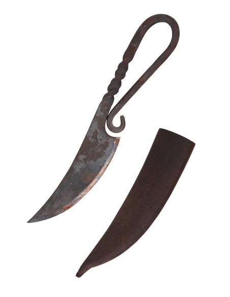 Forged medieval knife, with sheath...