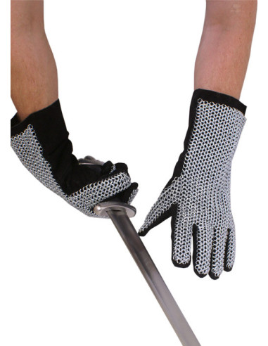 Leather gloves with chain mail, 6 mm.