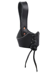 Black leather baldric for Viking horn