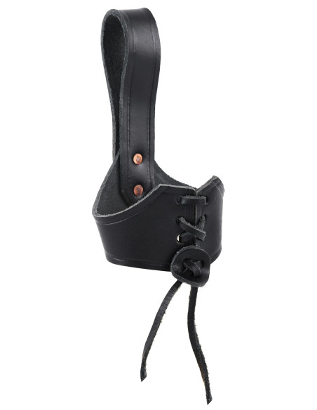 Black leather baldric for Viking horn